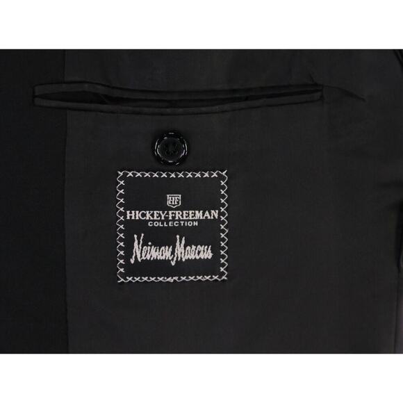 Hickey-Freeman Solid Black w/ Roman Coin Buttons 2-Btn Wool Blazer Jacket 42L - Picture 8 of 9